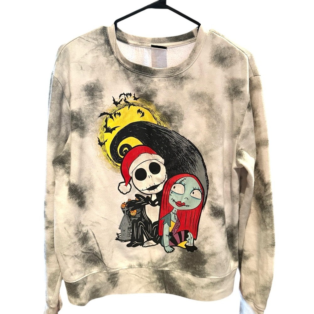 Disney Nightmare Before Christmas Jack & Sally Tie Dye Sweatshirt Whimsigoth